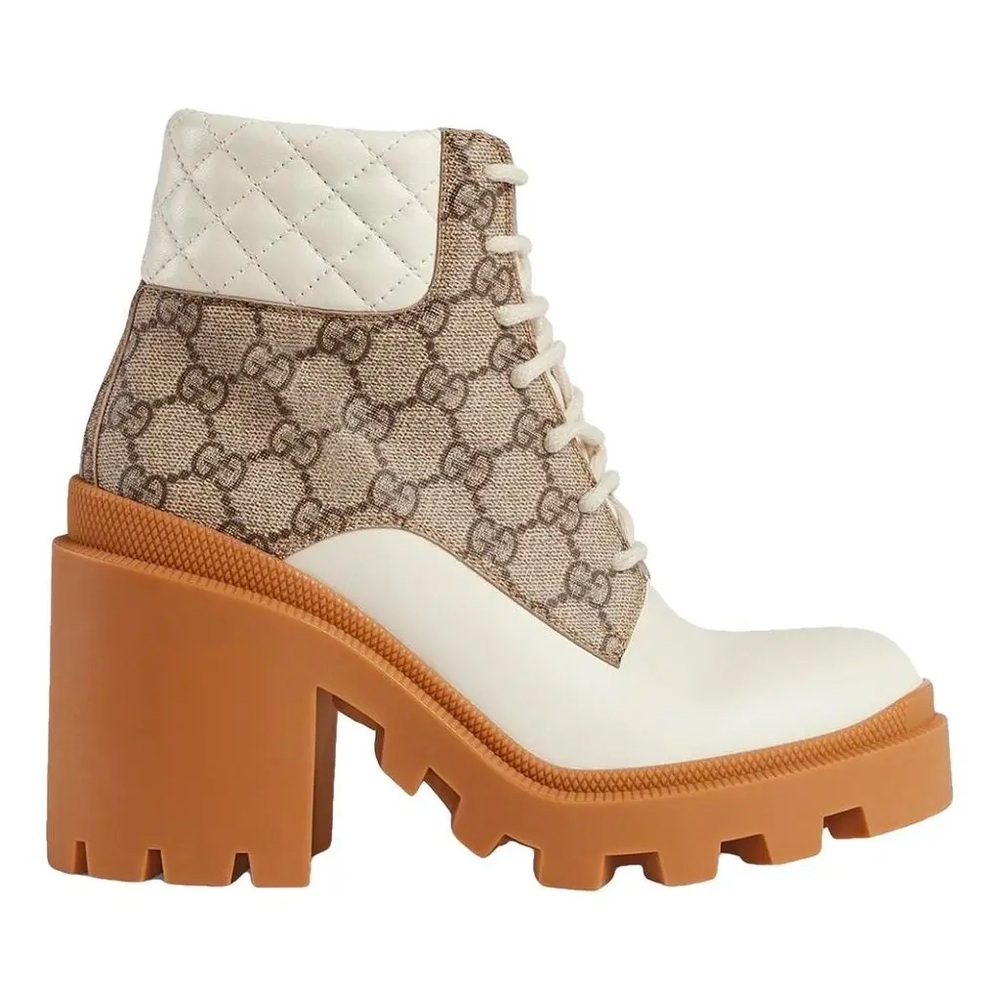Gucci GG Canvas Quilted Leather Platform Boots – Ivory/Tan - Picture 12 of 16
